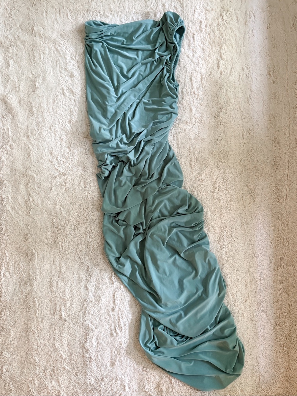 Norma Kamali Diana One Shoulder Ruched Gown Celadon Green Size M - Picture 7 of 7